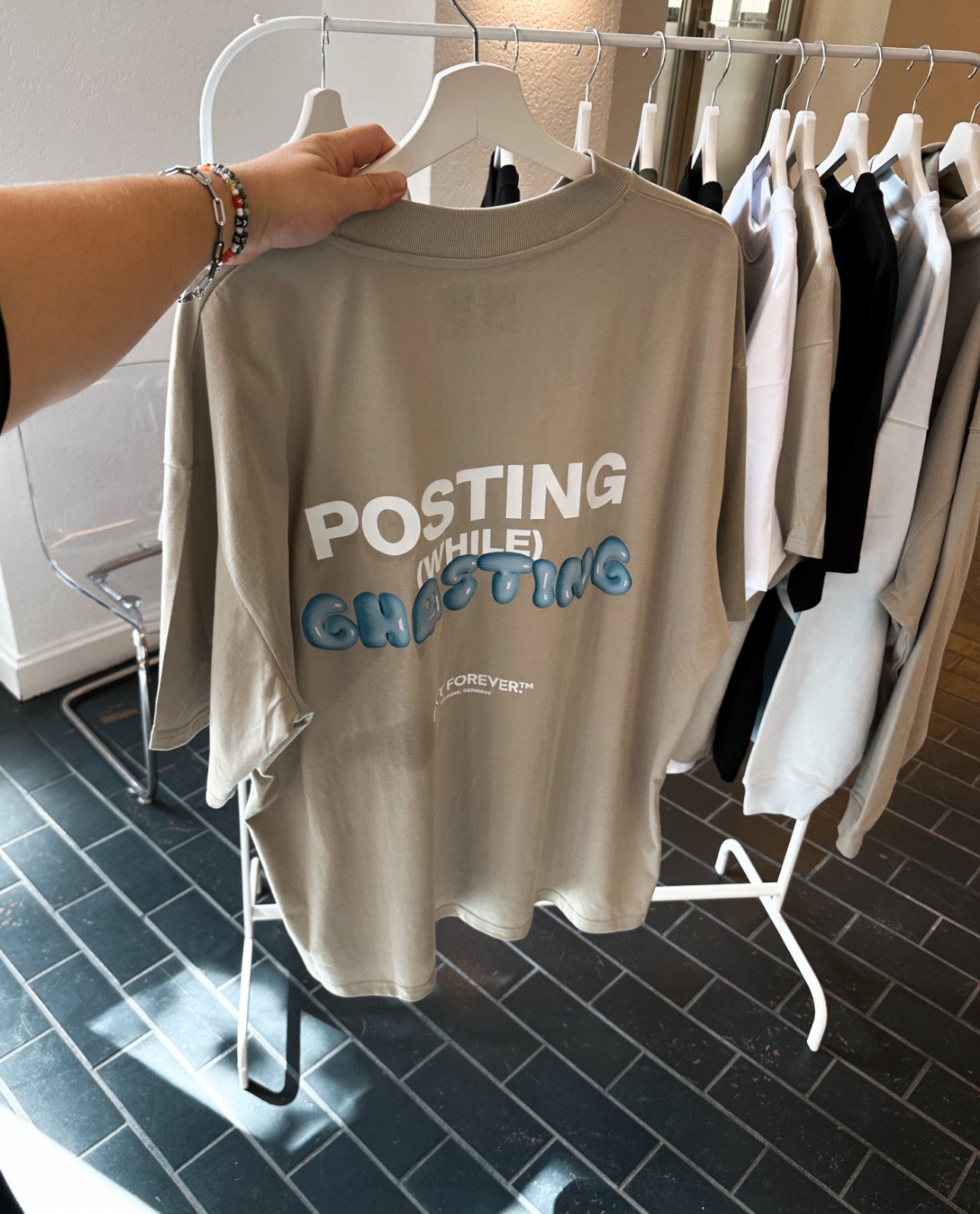 POSTING WHILE GHOSTING T-SHIRT (STONE)