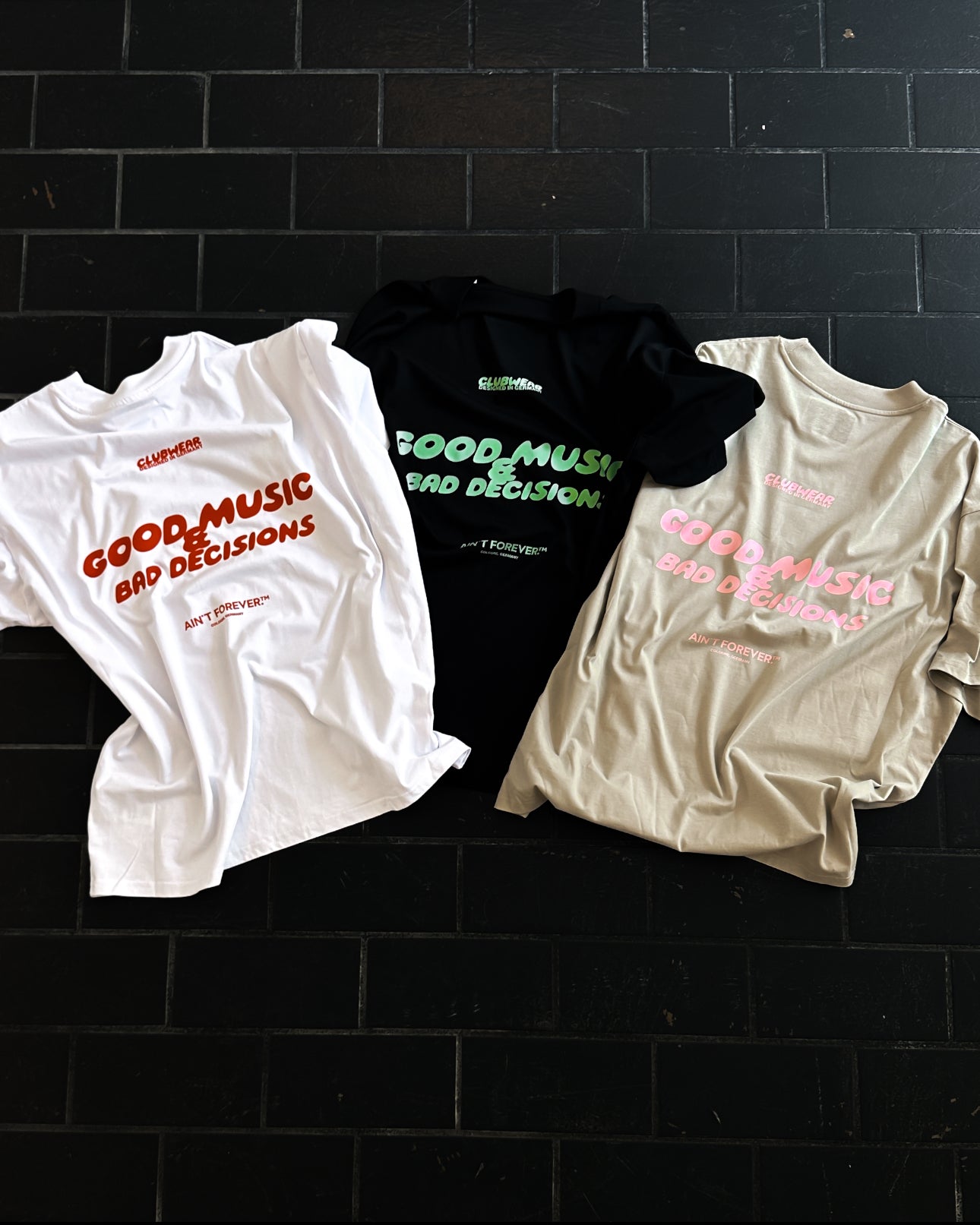 GOOD MUSIC & BAD DECISIONS T-SHIRT (STONE)