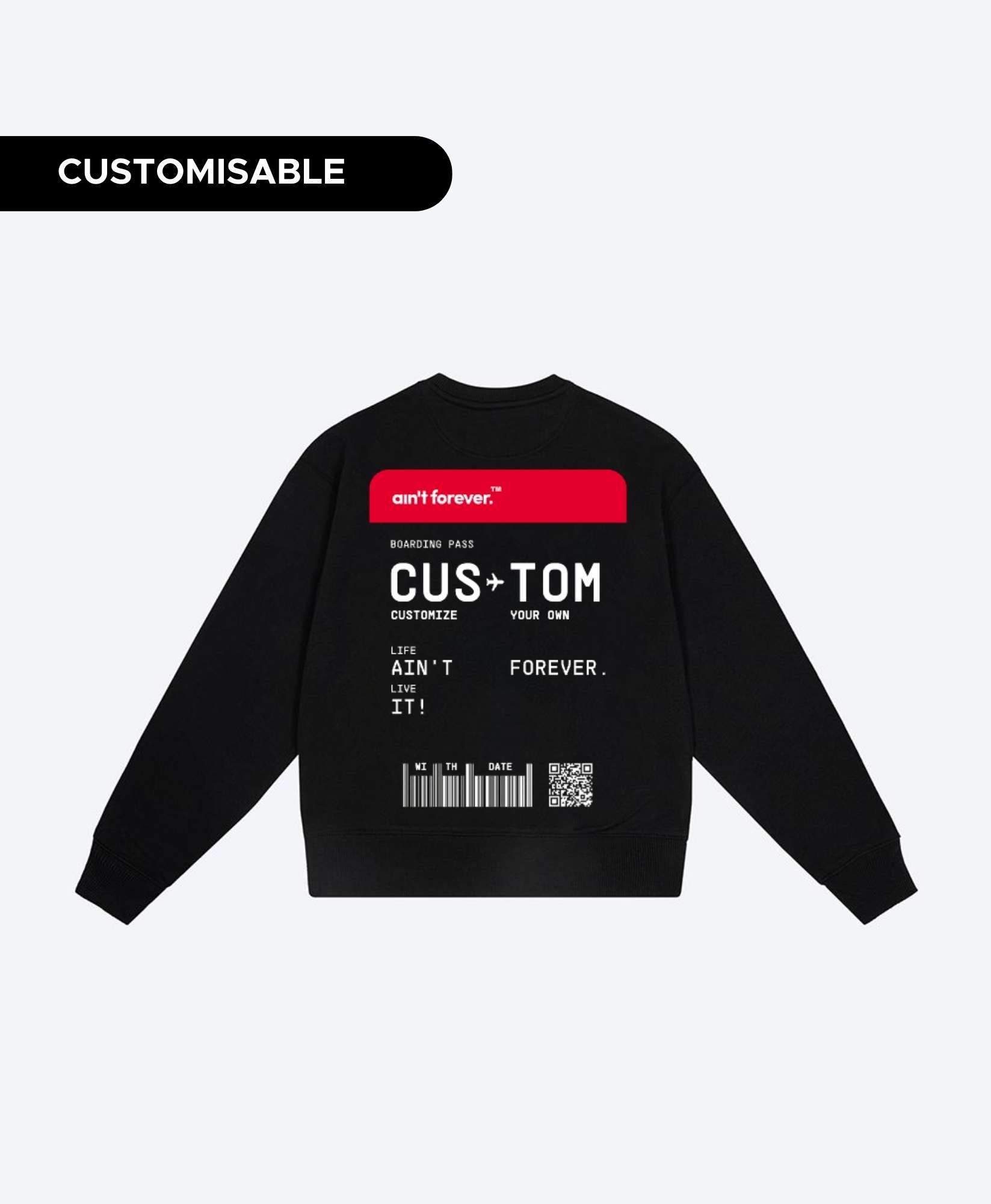 THE BOARDING PASS SWEATSHIRT (BLACK / RED)