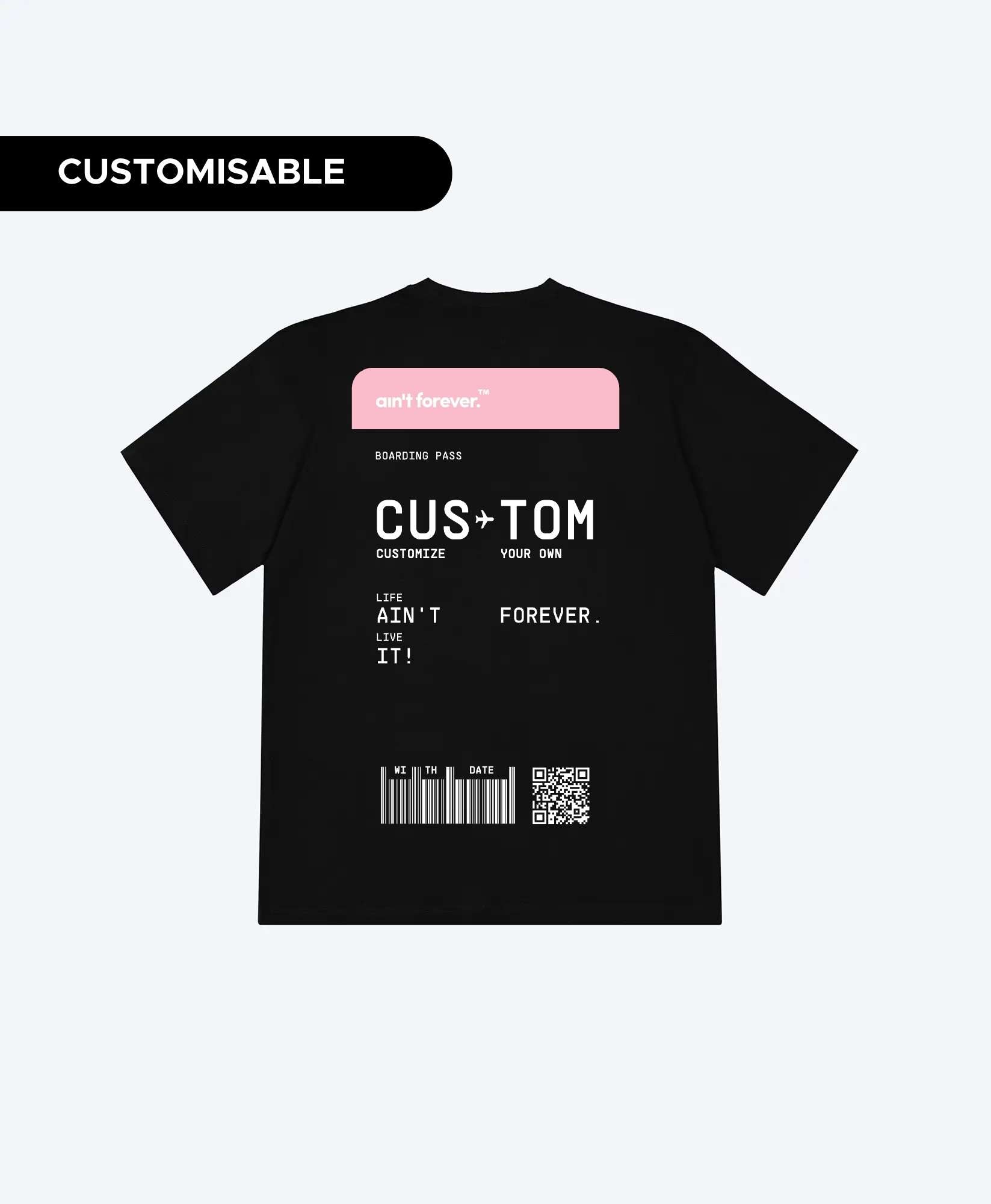 THE BOARDING PASS T-SHIRT (BLACK / PINK)