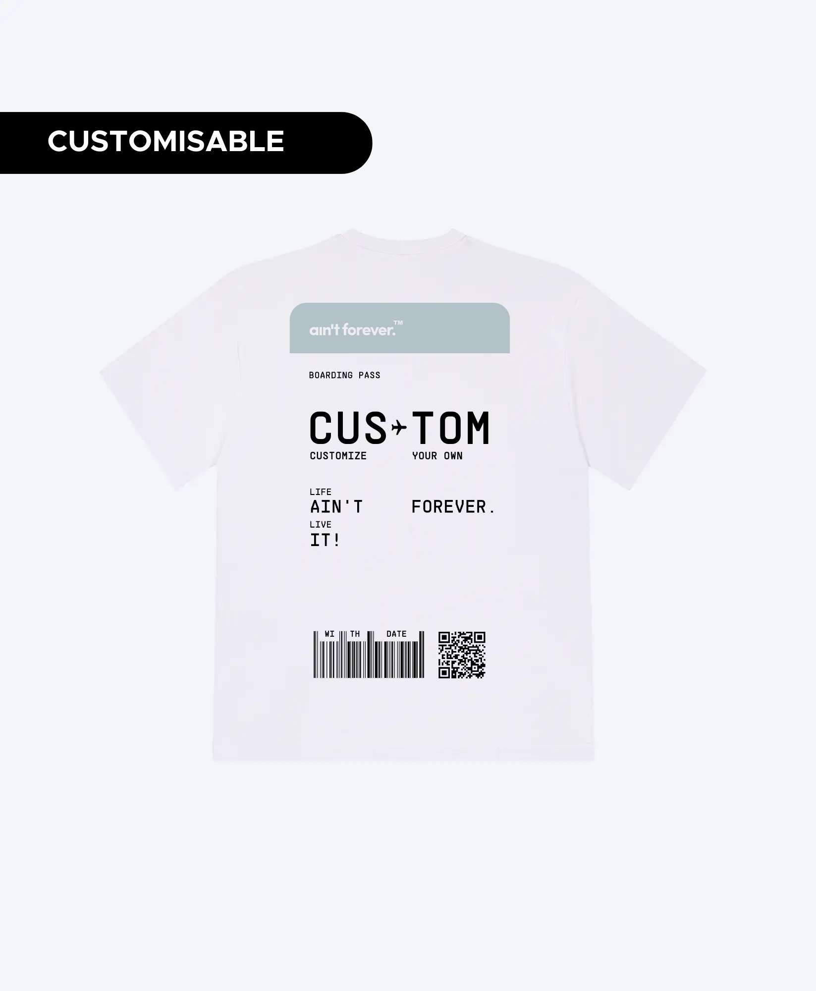 THE BOARDING PASS T-SHIRT (WHITE / BLUEISH GREY)