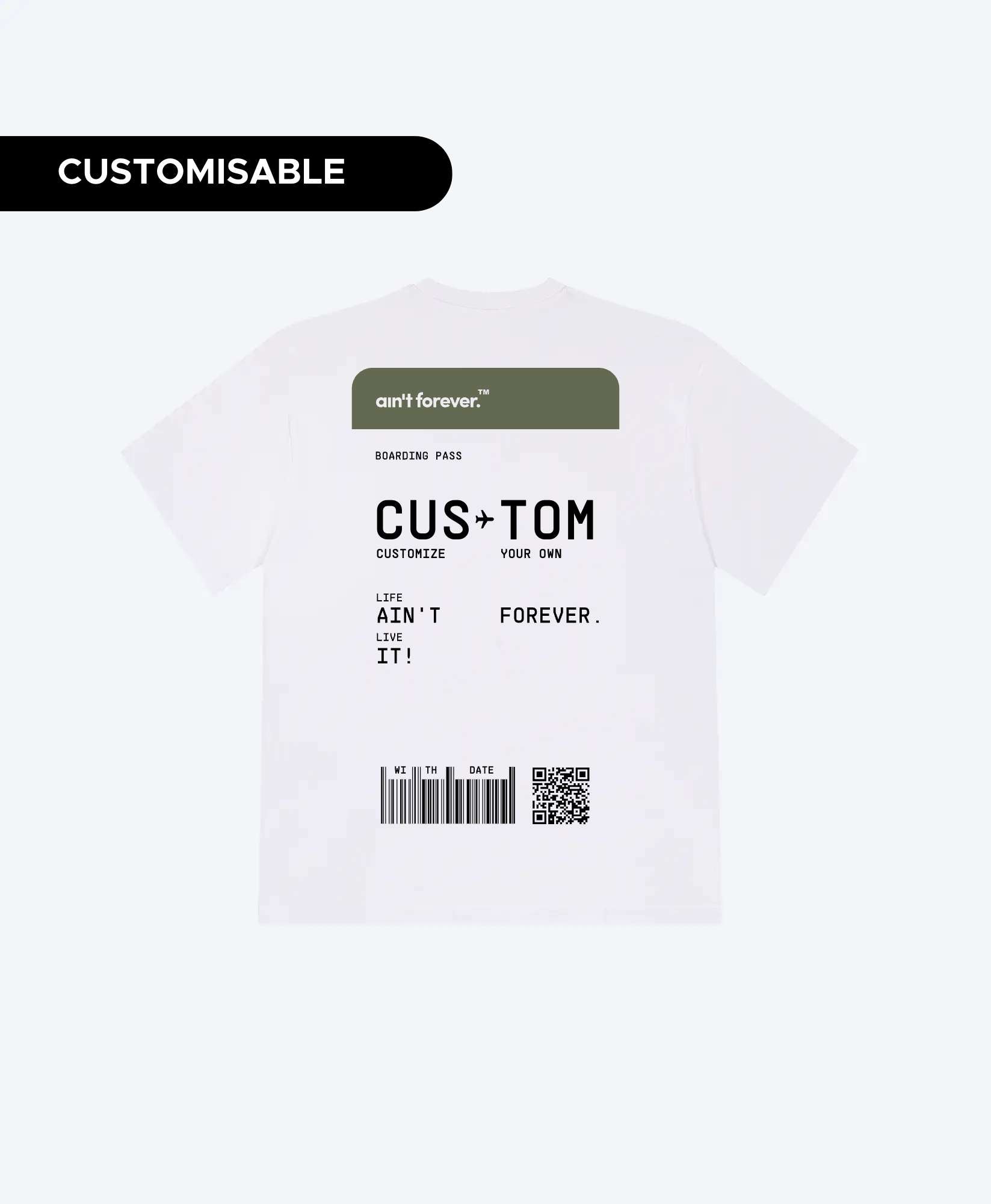 THE BOARDING PASS T-SHIRT (WHITE / OLIVE)