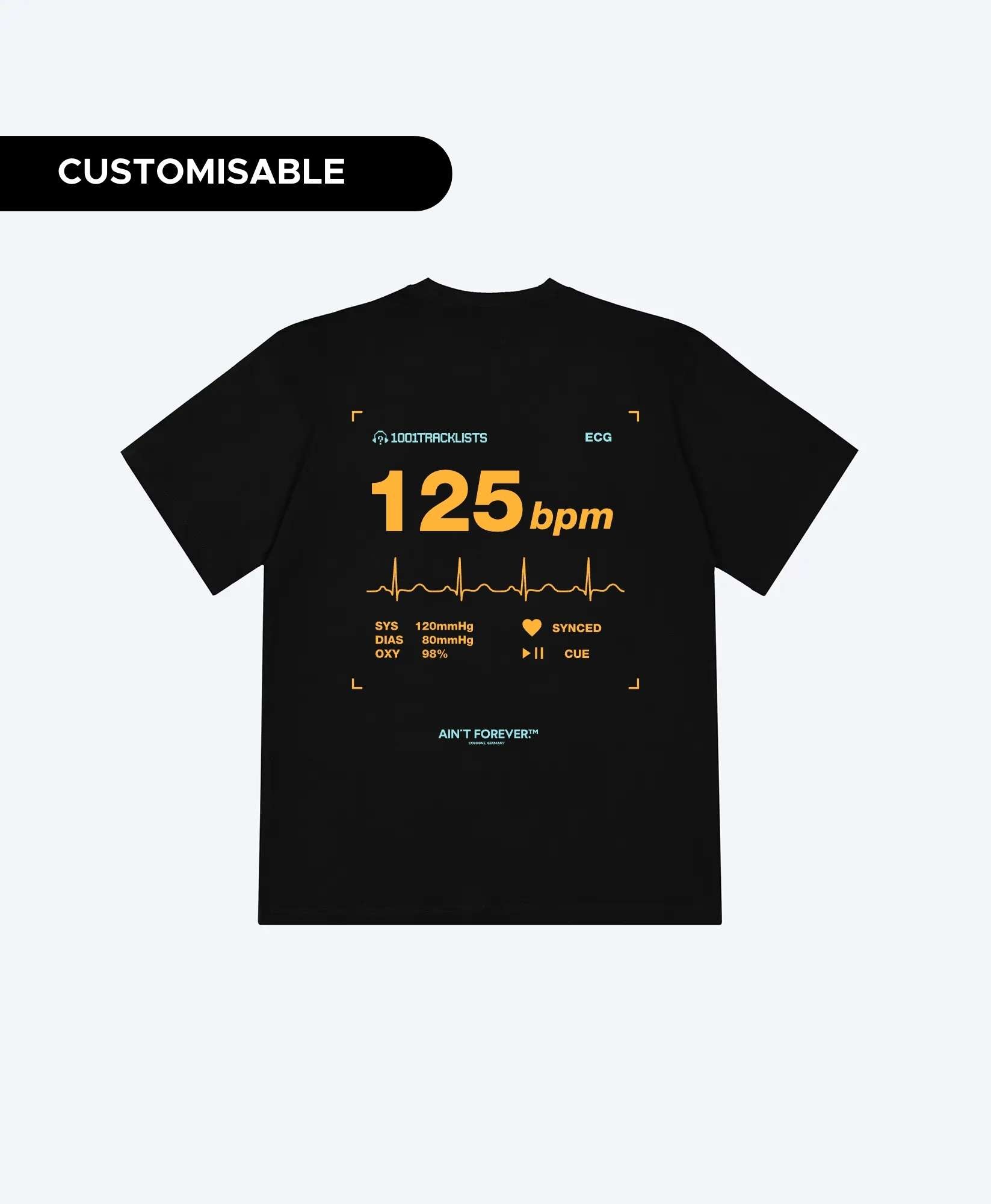 THE BPM T-SHIRT (BLACK / ORANGE / 1001TRACKLISTS)