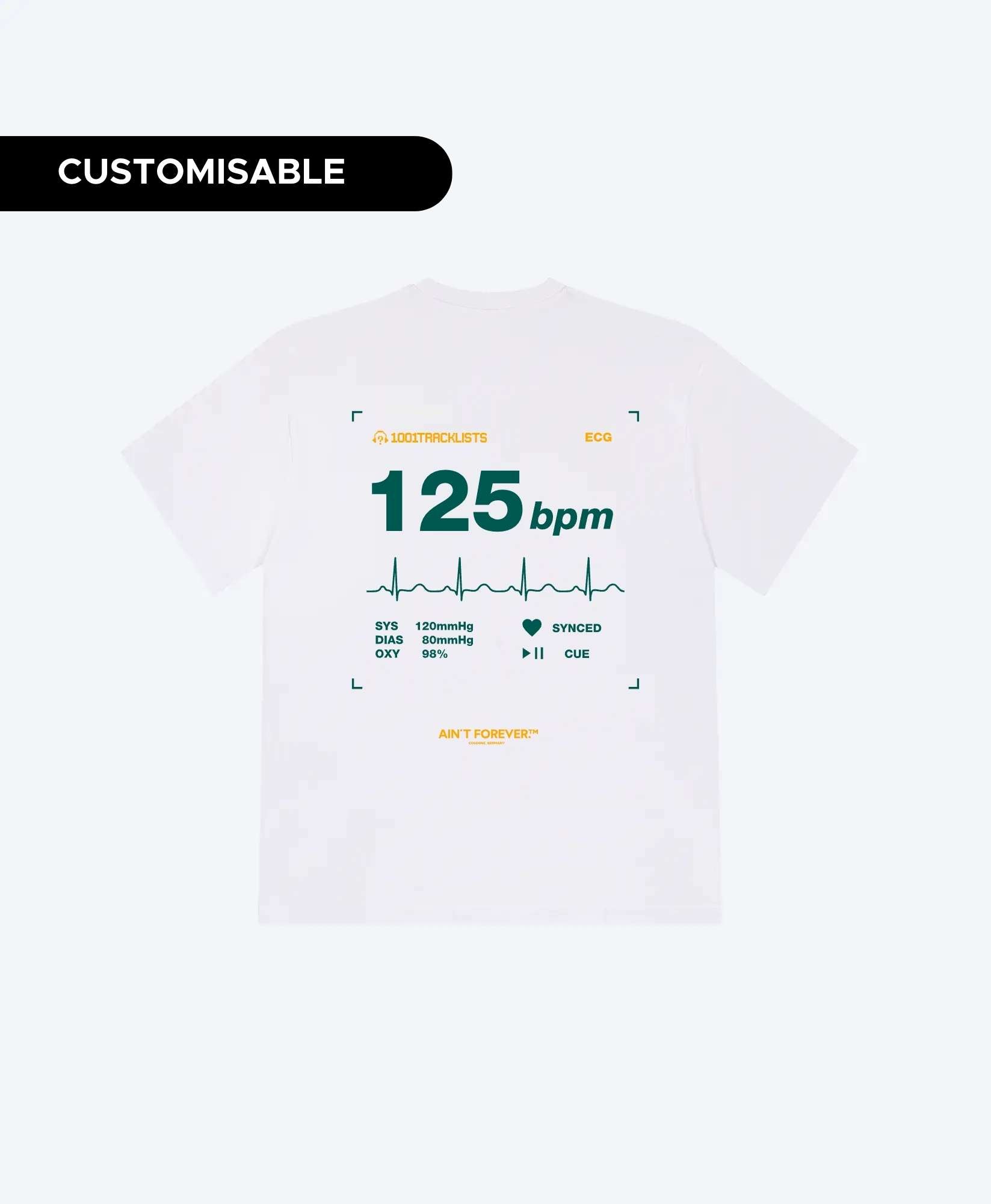 THE BPM T-SHIRT (WHITE / GREEN / 1001TRACKLISTS)