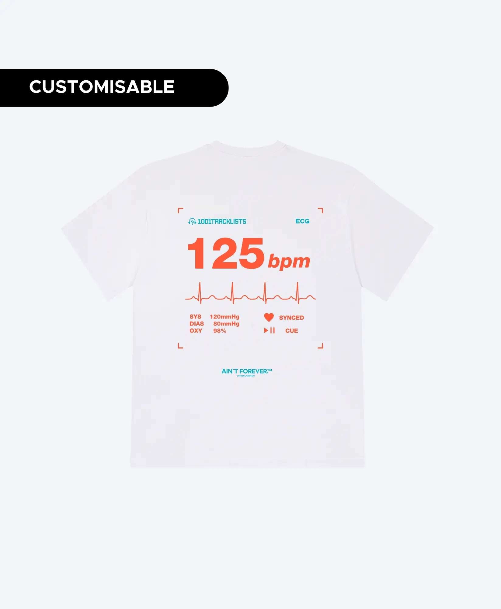 THE BPM T-SHIRT (WHITE / PEACH / 1001TRACKLISTS)