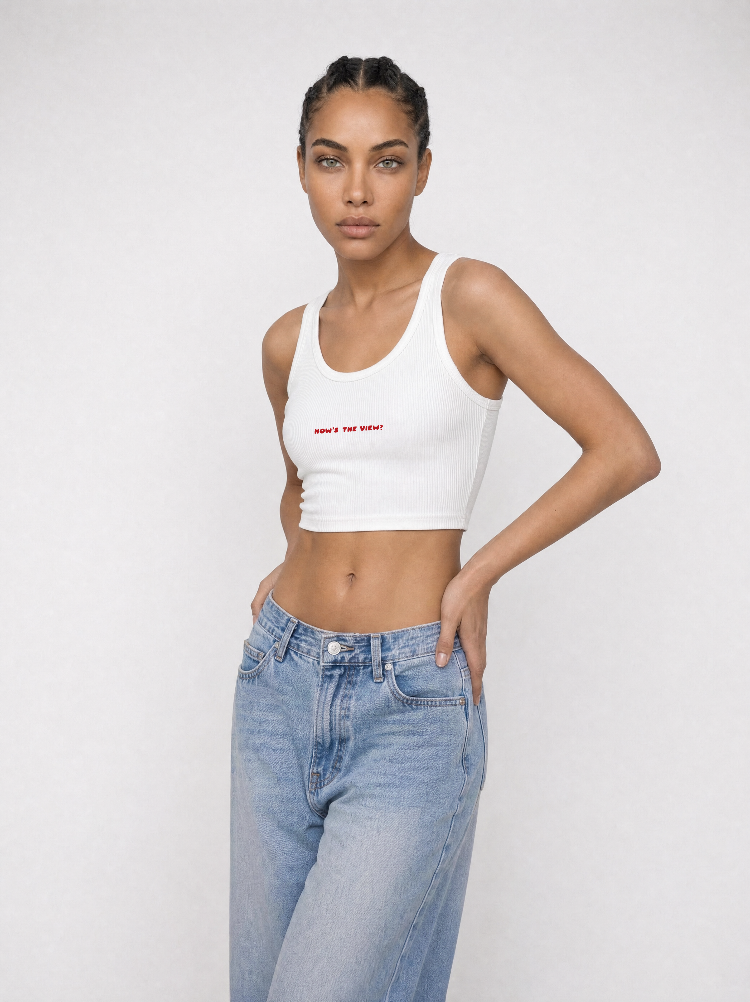 "HOW'S THE VIEW?" CROP TOP