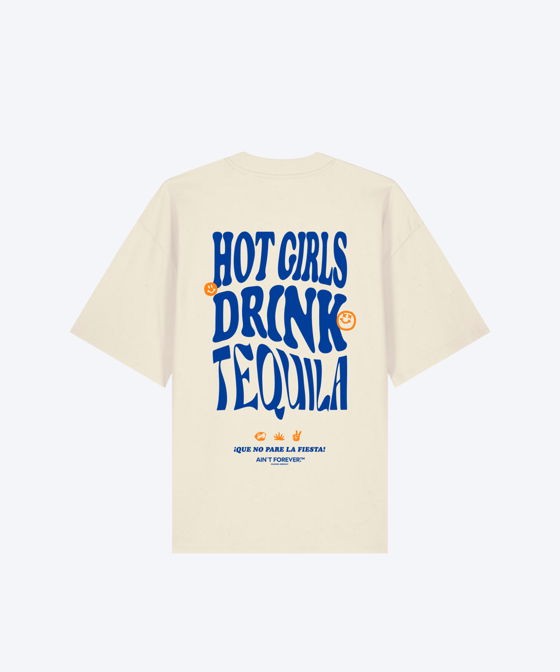 THE "HOT GIRLS DRINK TEQUILA" T-SHIRT (CREME/BLUE/ORANGE)