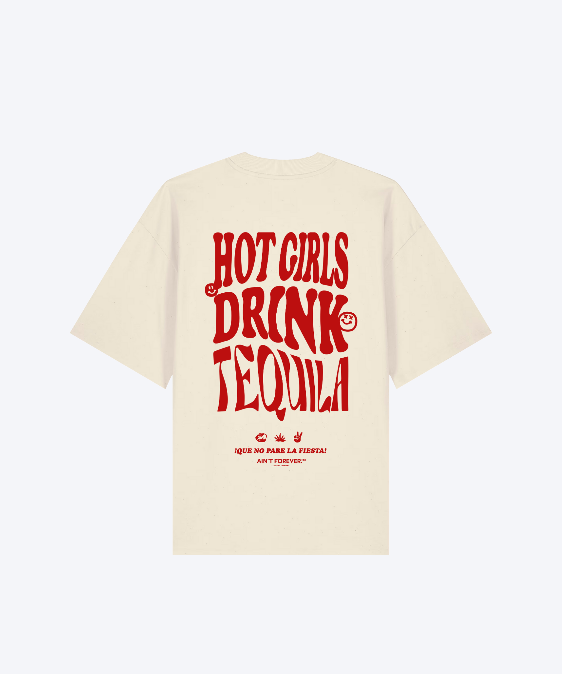 THE "HOT GIRLS DRINK TEQUILA" T-SHIRT (CREAM/RED)