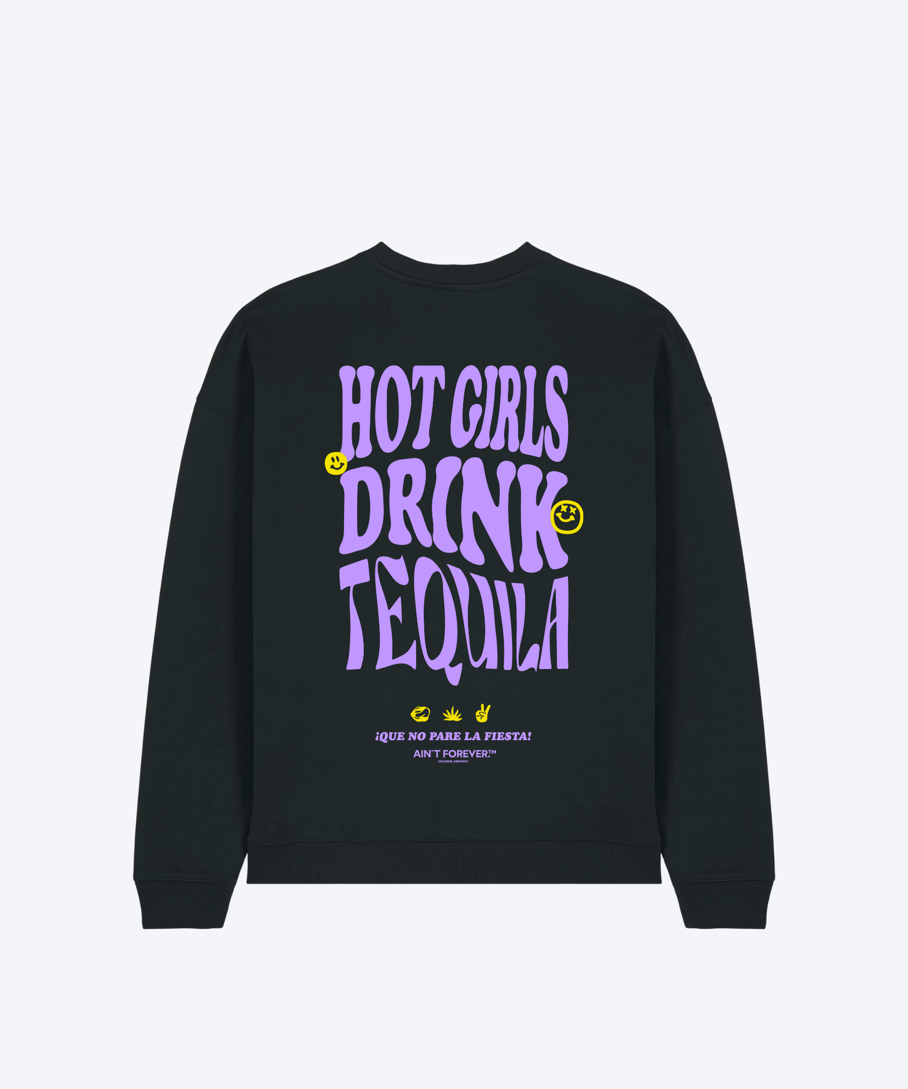 THE "HOT GIRLS DRINK TEQUILA" SWEATSHIRT (BLACK/LAVENDER/YELLOW)