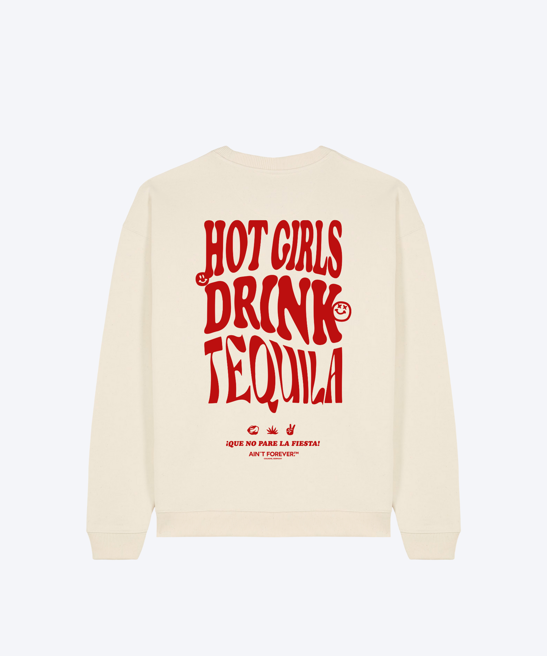 THE "HOT GIRLS DRINK TEQUILA" SWEATSHIRT (CREME/RED)