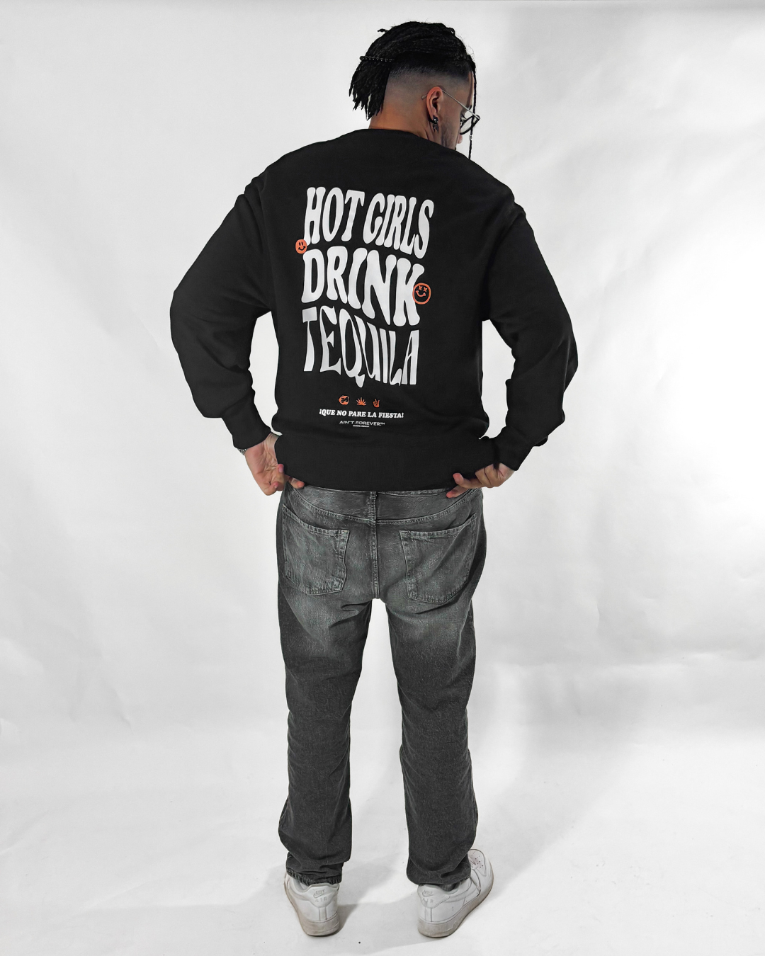 THE "HOT GIRLS DRINK TEQUILA" SWEATSHIRT (BLACK/WHITE/ORANGE)