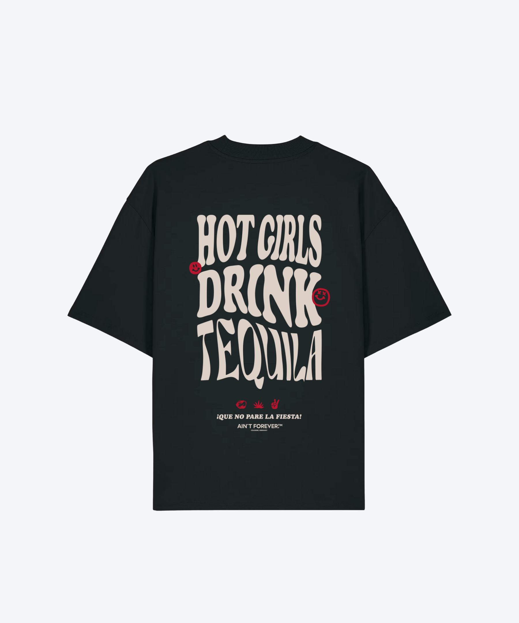THE "HOT GIRLS DRINK TEQUILA" T-SHIRT (BLACK/BEIGE/RED)