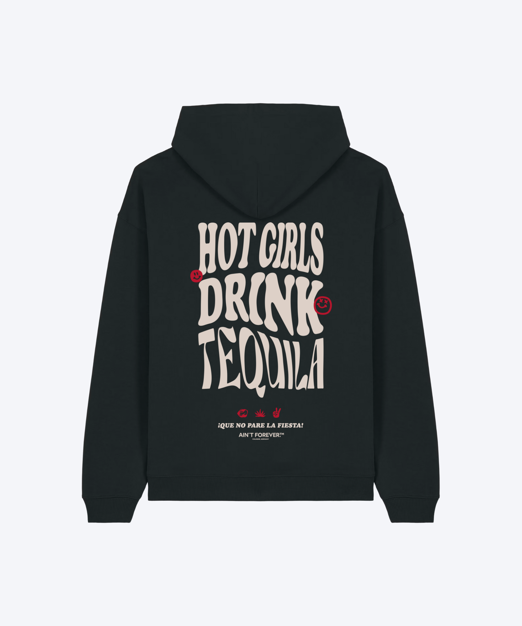 THE "HOT GIRLS DRINK TEQUILA" HOODIE (BLACK/BEIGE/RED)