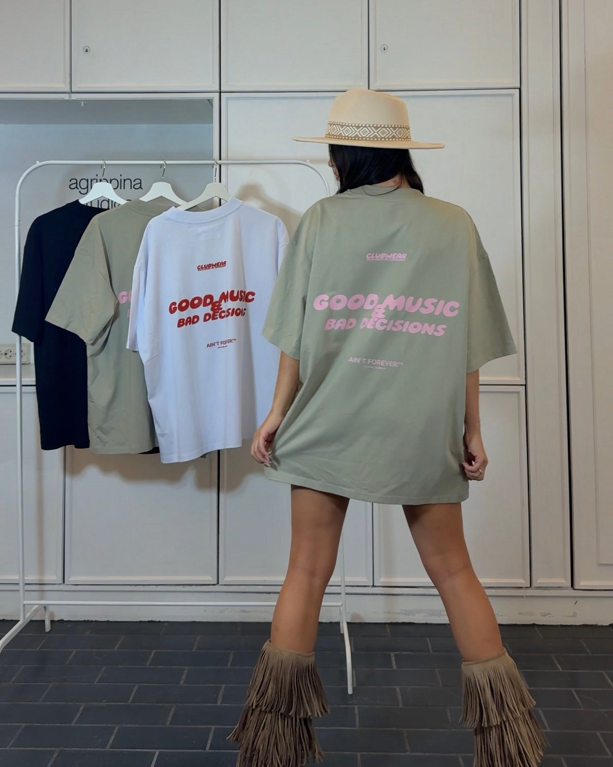 GOOD MUSIC & BAD DECISIONS T-SHIRT (STONE)