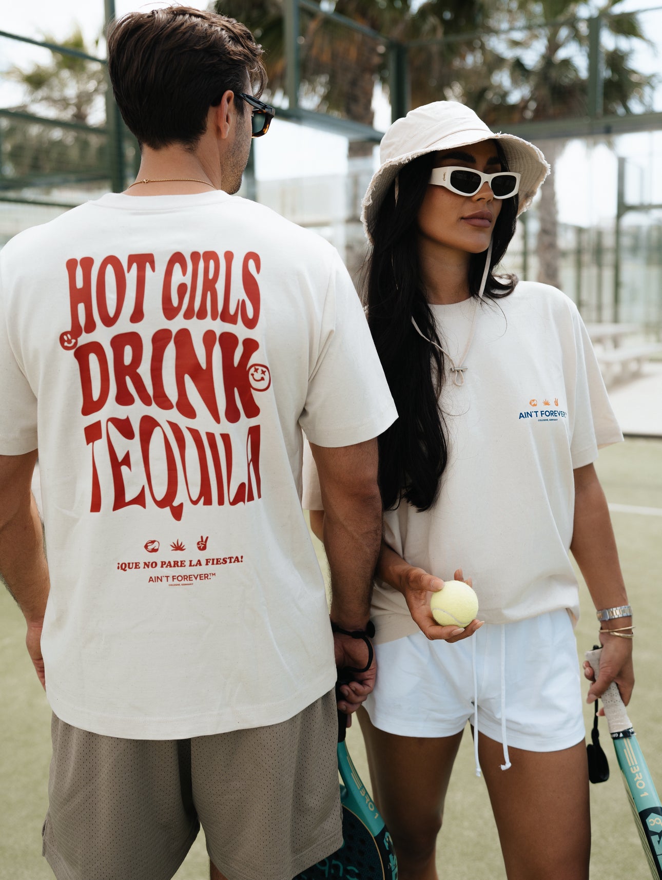 THE "HOT GIRLS DRINK TEQUILA" T-SHIRT (CREAM/RED)