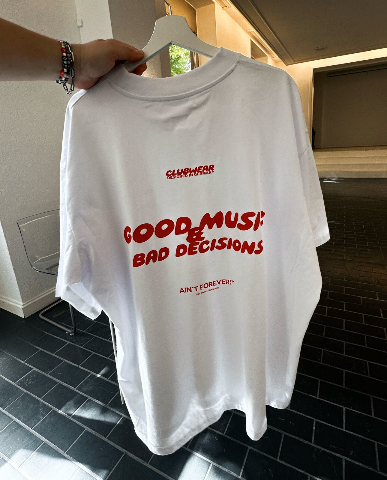 GOOD MUSIC & BAD DECISIONS T-SHIRT (WHITE)