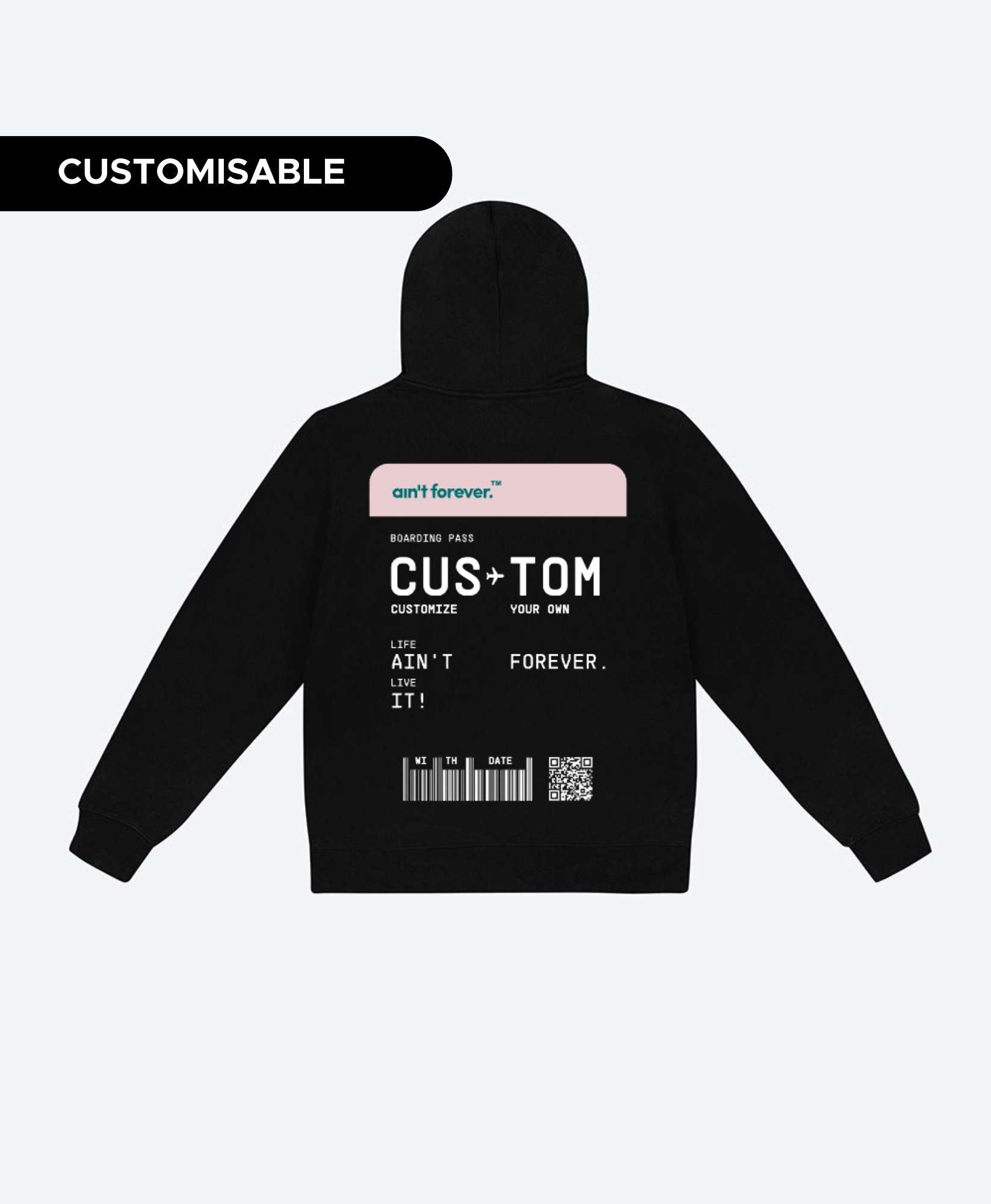 THE BOARDING PASS HOODIE (BLACK / OLD ROSE / GREEN)