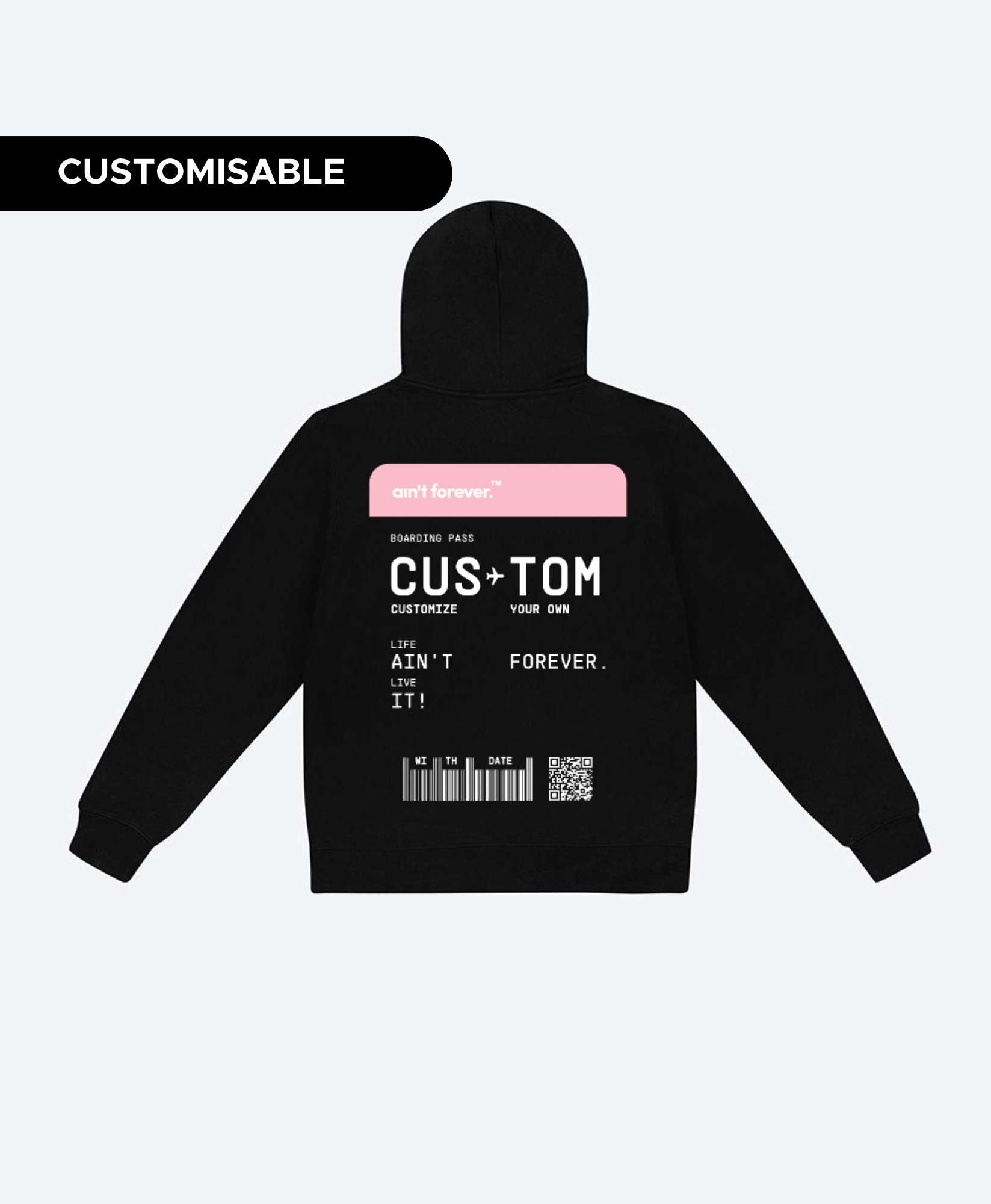 THE BOARDING PASS HOODIE BLACK PINK