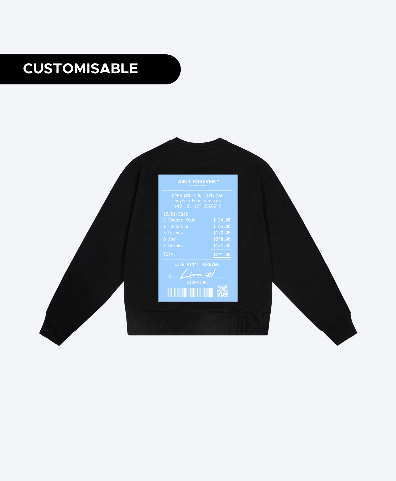 THE NIGHT OUT SWEATSHIRT (BLACK/LIGHT BLUE)