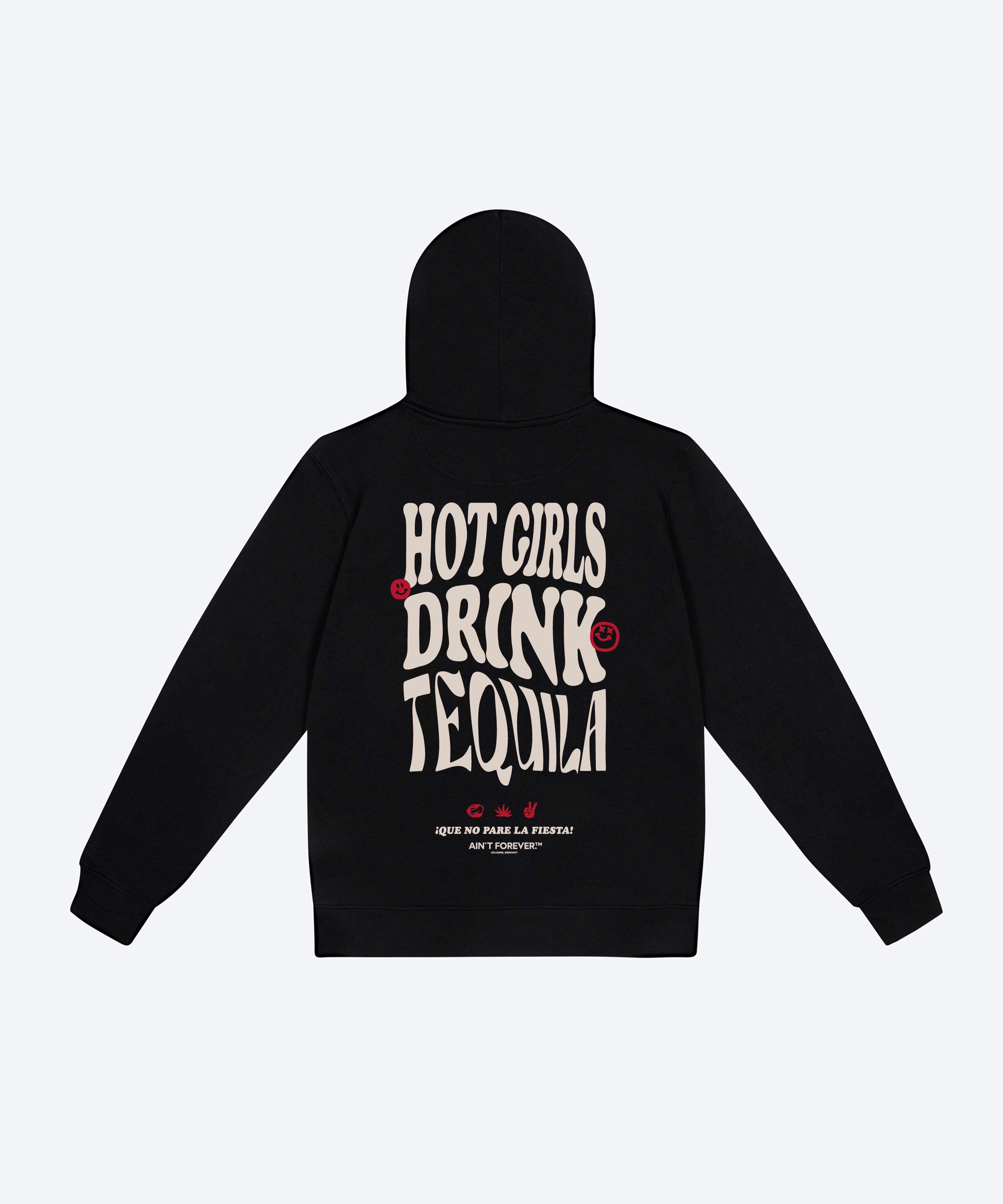 THE "HOT GIRLS DRINK TEQUILA" HOODIE (BLACK/BEIGE/RED)