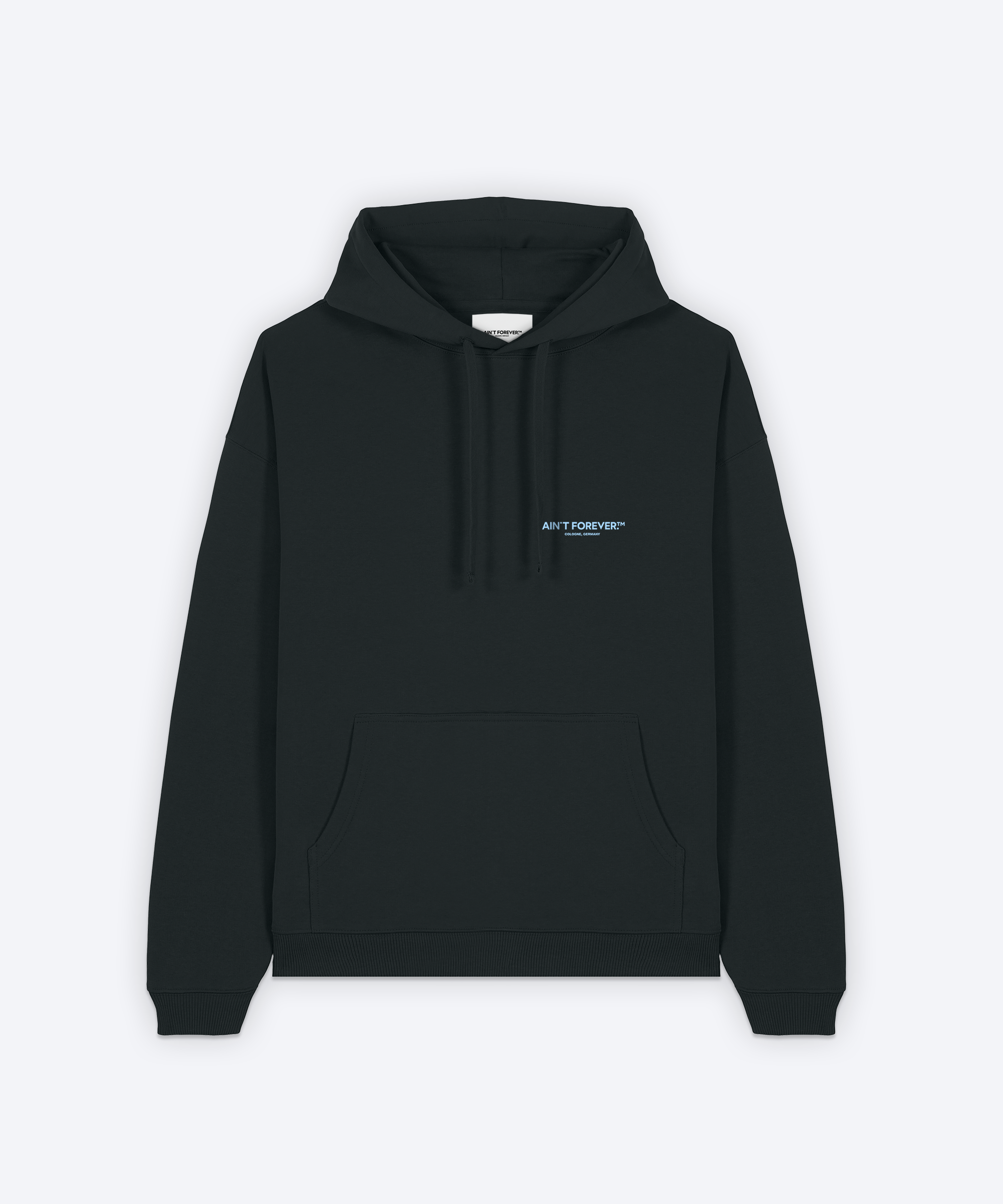 THE ESSENTIAL HOODIE (BLACK/LIGHT BLUE)