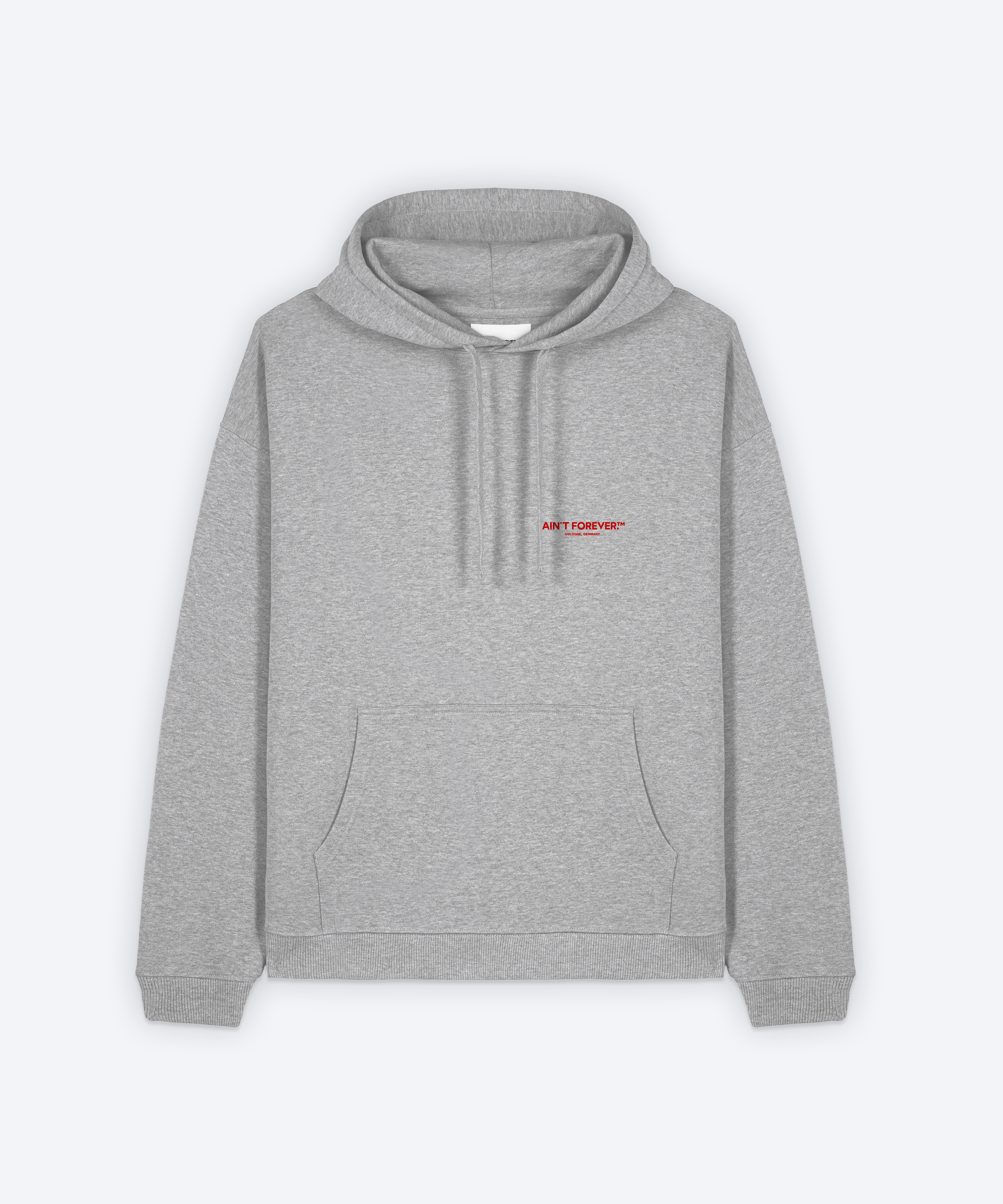 THE ESSENTIAL HOODIE (HEATHER GREY/RED)