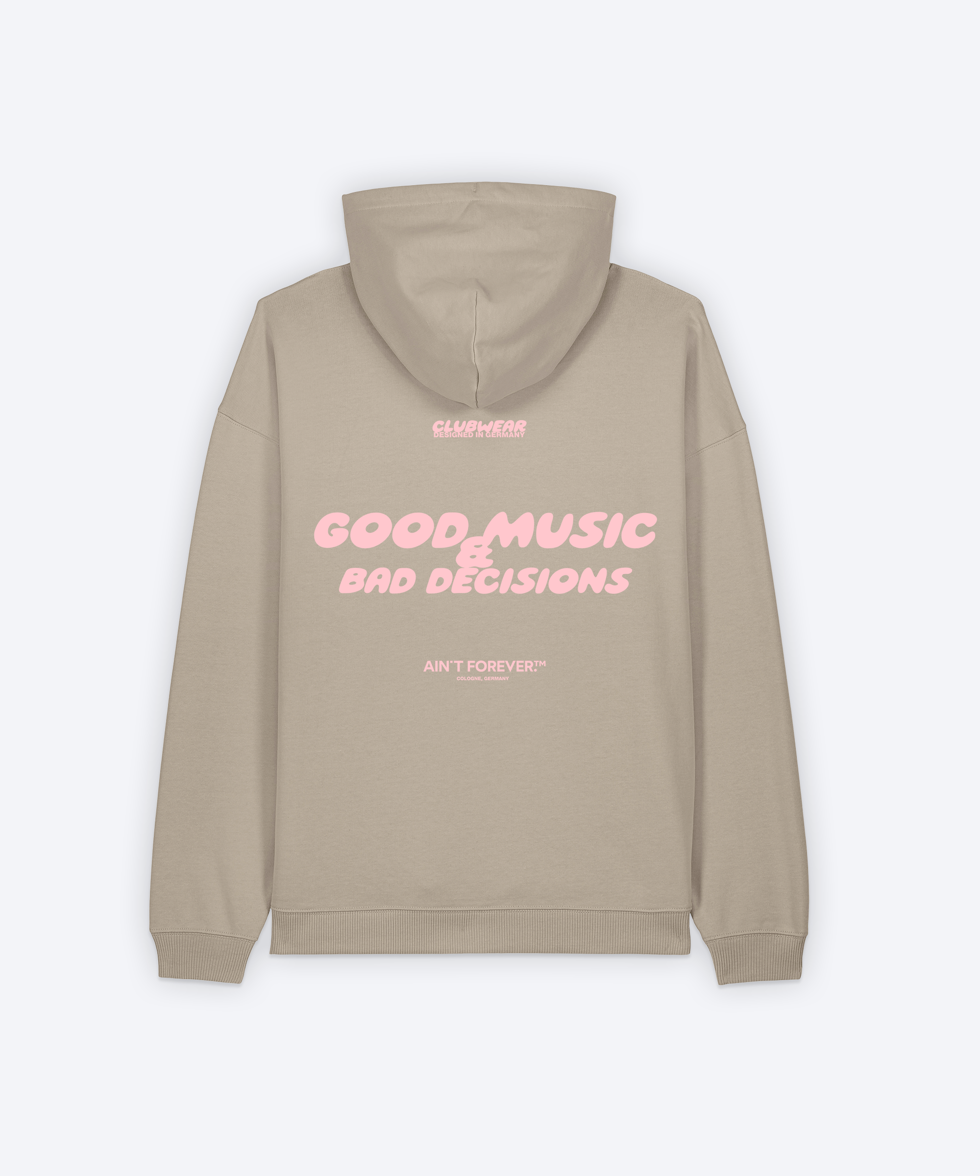 GOOD MUSIC & BAD DECISIONS HOODIE (STONE)