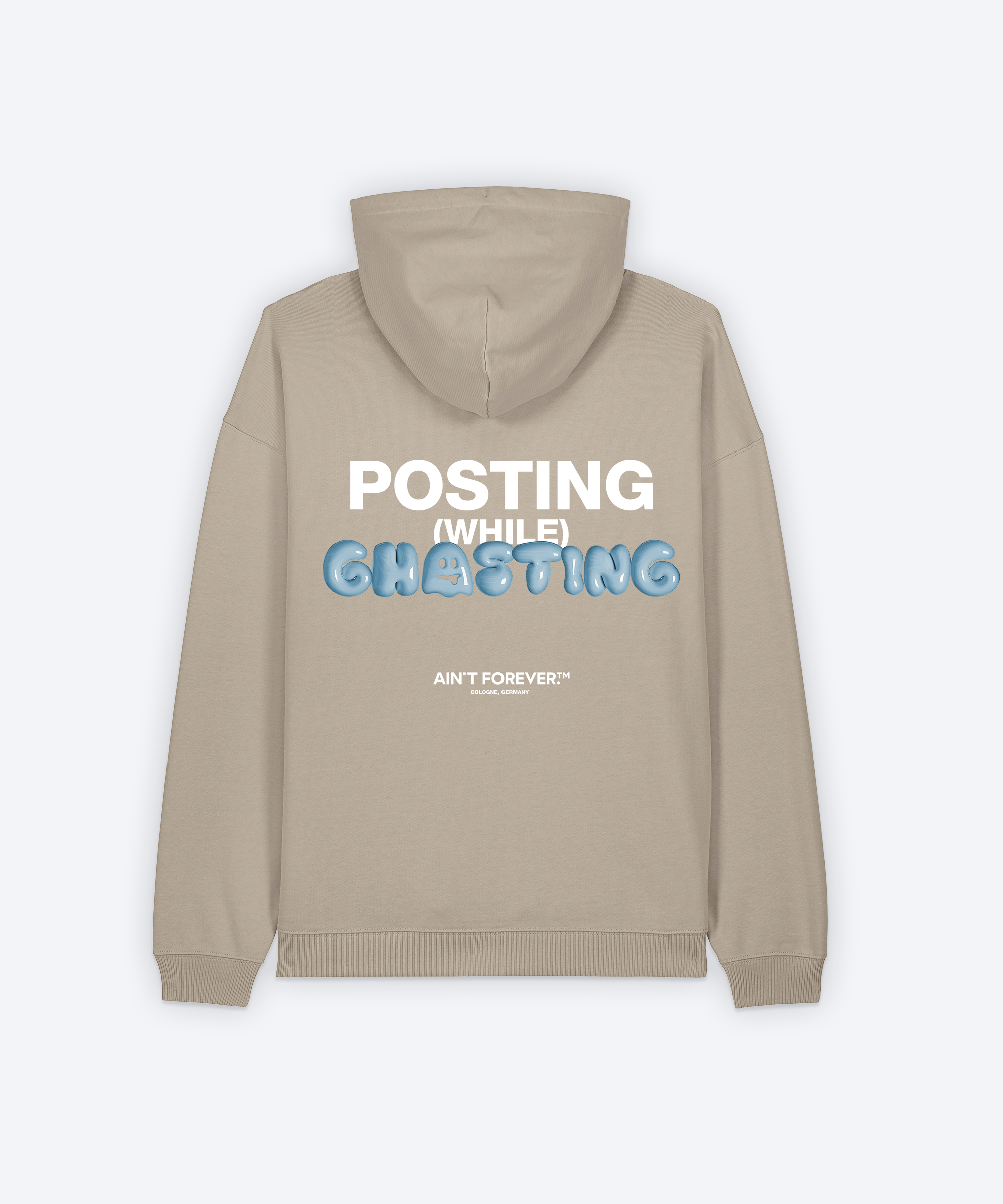 POSTING WHILE GHOSTING HOODIE (STONE)